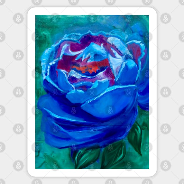 Abstract Blue Rose Sticker by jennyleeandjim